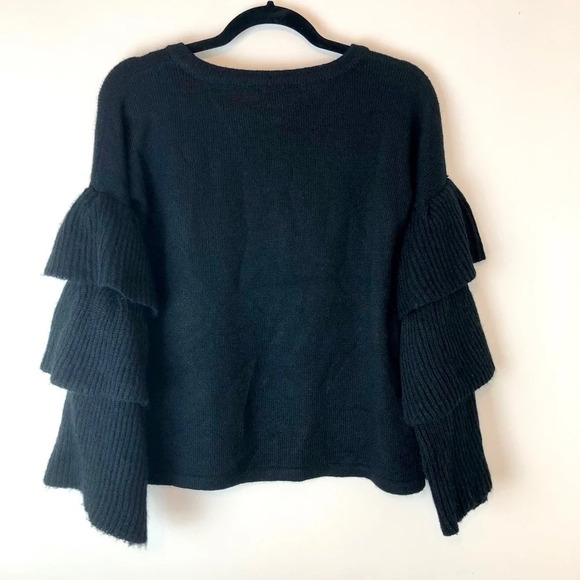 Cupio | Black Ruffle Tier Sleeve Sweater Small - Picture 3 of 6
